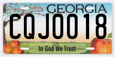 GA license plate CQJ0018