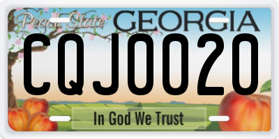GA license plate CQJ0020