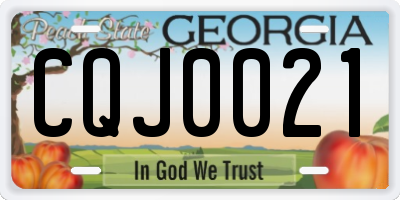 GA license plate CQJ0021