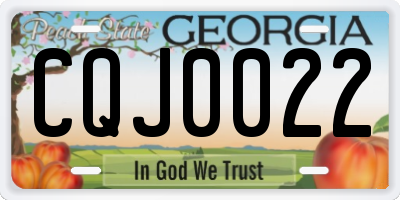 GA license plate CQJ0022