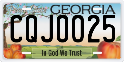 GA license plate CQJ0025