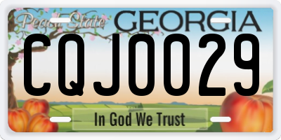 GA license plate CQJ0029