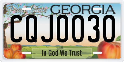 GA license plate CQJ0030