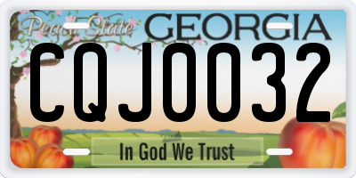 GA license plate CQJ0032