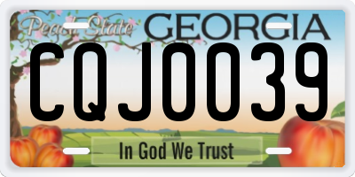 GA license plate CQJ0039