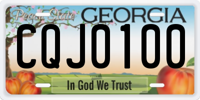 GA license plate CQJ0100