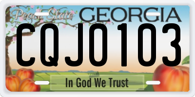 GA license plate CQJ0103