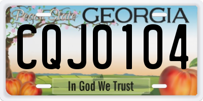 GA license plate CQJ0104
