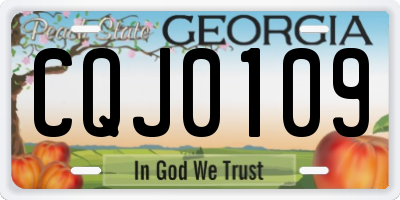 GA license plate CQJ0109
