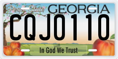 GA license plate CQJ0110