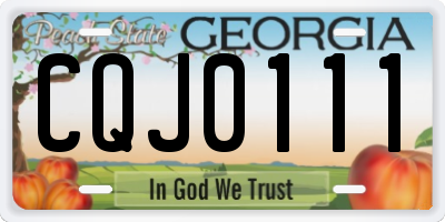 GA license plate CQJ0111