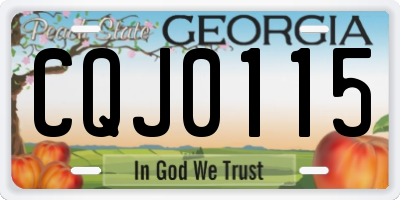 GA license plate CQJ0115