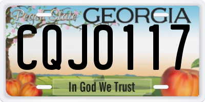 GA license plate CQJ0117