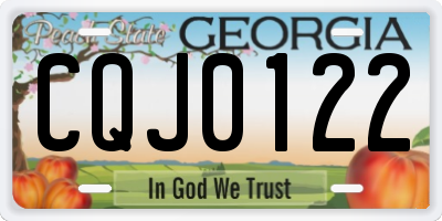 GA license plate CQJ0122