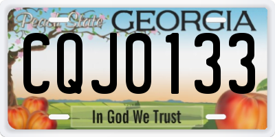 GA license plate CQJ0133