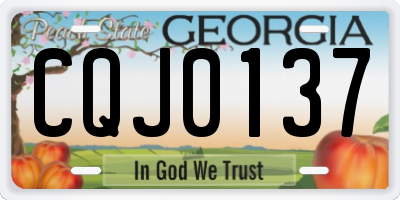 GA license plate CQJ0137