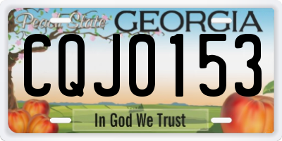 GA license plate CQJ0153