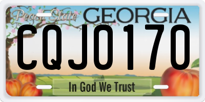 GA license plate CQJ0170