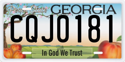 GA license plate CQJ0181