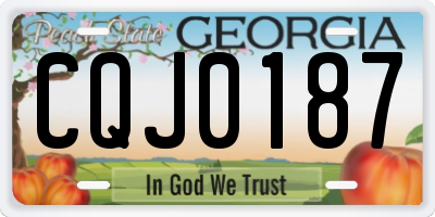 GA license plate CQJ0187