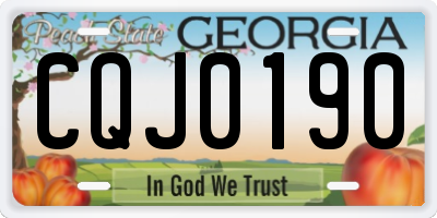GA license plate CQJ0190