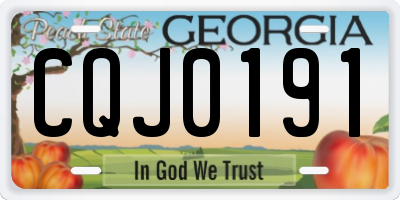 GA license plate CQJ0191