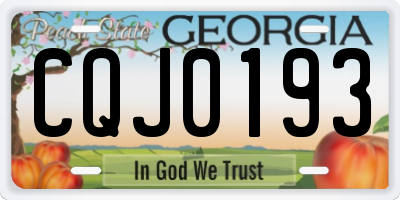 GA license plate CQJ0193