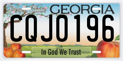 GA license plate CQJ0196