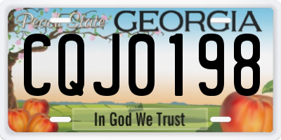 GA license plate CQJ0198
