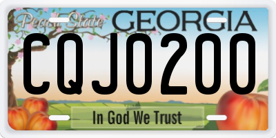 GA license plate CQJ0200