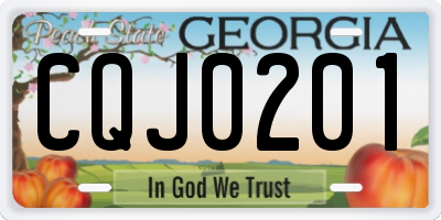 GA license plate CQJ0201