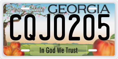 GA license plate CQJ0205