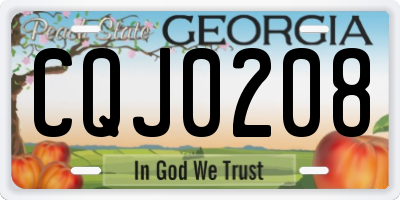 GA license plate CQJ0208