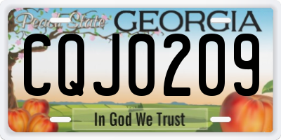 GA license plate CQJ0209
