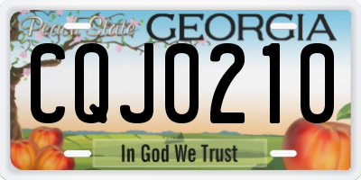 GA license plate CQJ0210