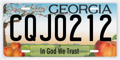 GA license plate CQJ0212