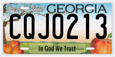 GA license plate CQJ0213