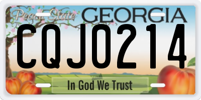 GA license plate CQJ0214
