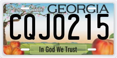 GA license plate CQJ0215
