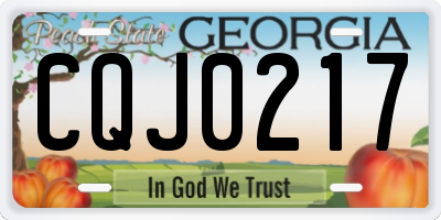 GA license plate CQJ0217