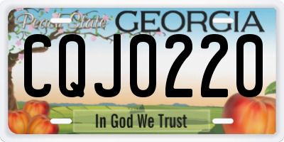 GA license plate CQJ0220