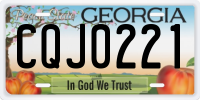 GA license plate CQJ0221