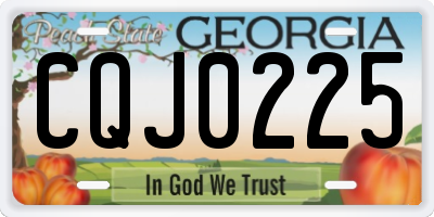 GA license plate CQJ0225