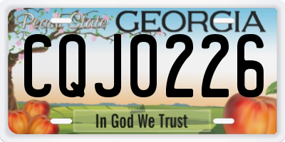 GA license plate CQJ0226