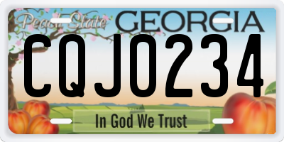 GA license plate CQJ0234