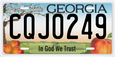 GA license plate CQJ0249