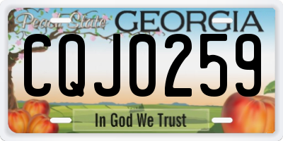 GA license plate CQJ0259