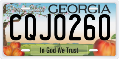 GA license plate CQJ0260