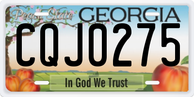 GA license plate CQJ0275