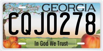 GA license plate CQJ0278